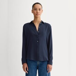 Everlane THE MUST-HAVE SHIRT IN WASHABLE SILK Size 0 Navy